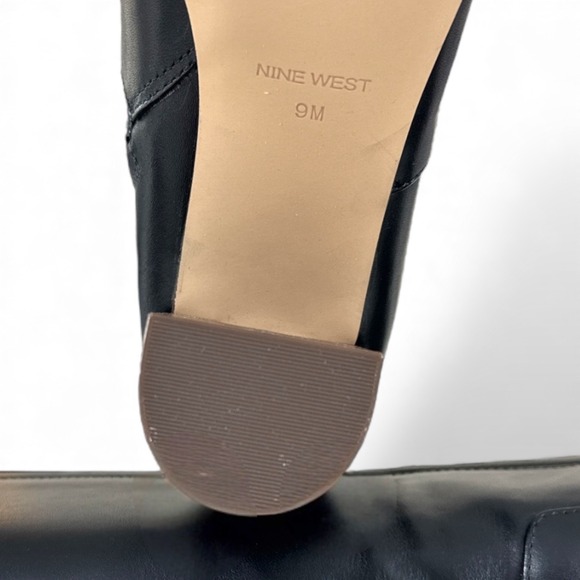 Nine West OTTON Black Leather Knee High Boots Women's Size 9M Block Heel NIB - Picture 6 of 13